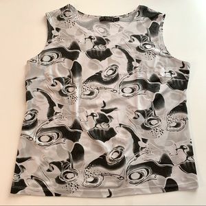 Picadilly Sleeveless Top White Black Sz XL